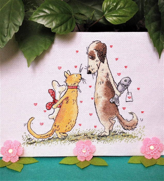 Cat and Dog - PDF Counted Cross Stitch Pattern - Wizardi