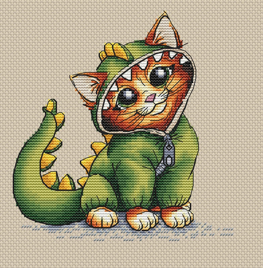 Cat in the Dragon Suit. Kitten - PDF Cross Stitch Pattern - Wizardi