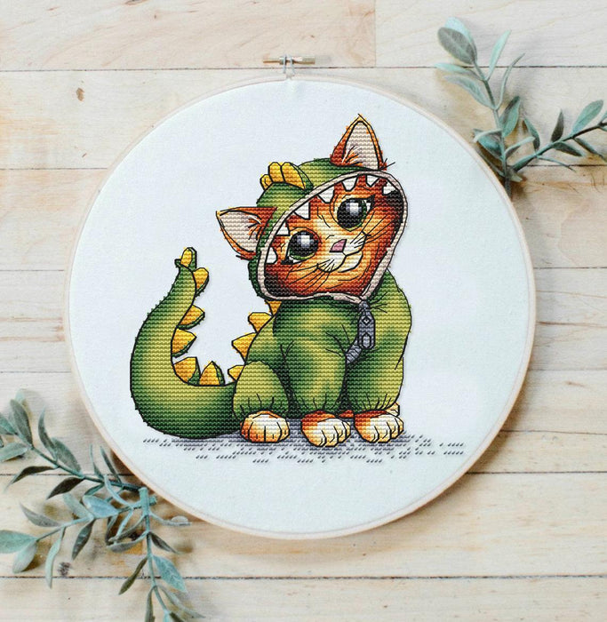 Cat in the Dragon Suit. Kitten - PDF Cross Stitch Pattern - Wizardi