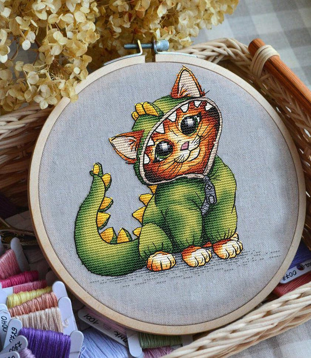 Cat in the Dragon Suit. Kitten - PDF Cross Stitch Pattern - Wizardi