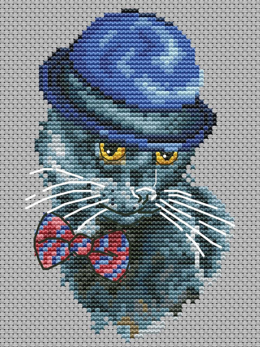 Cat in the Hat - Free PDF Cross Stitch Pattern - Wizardi