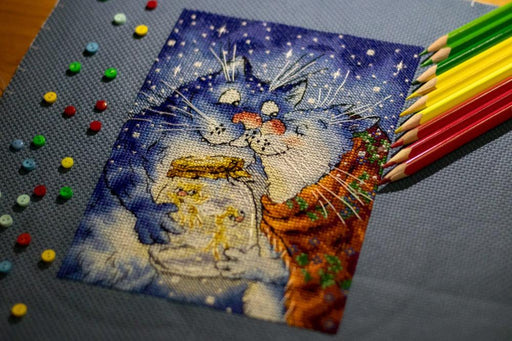 Cat Love. Blue Cat - PDF Cross Stitch Pattern - Wizardi