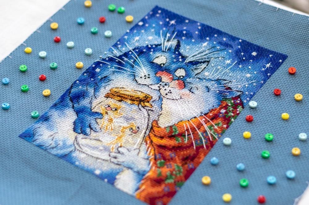 Cat Love. Blue Cat - PDF Cross Stitch Pattern - Wizardi