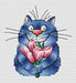 Cat with Flowers - PDF Cross Stitch Pattern - Wizardi