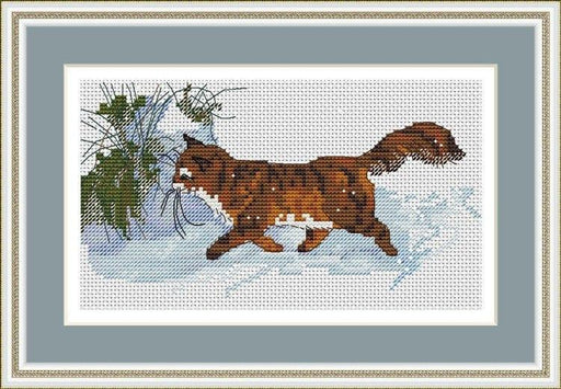 Cat with Snow - PDF Free Cross Stitch Pattern - Wizardi