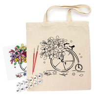 Rosa Talent Flower Bicycle - Shopper Coloring Kit. Ecobag Painting Kit, Cotton 0.03 lb/in2, 14.96*16.54 inches.