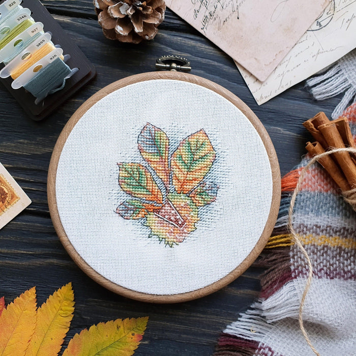 Chestnut Cross stitch pattern Fall Cross Stitch pdf Autumn cross stitch pattern Small cross stitch Modern Counted cross stitch - Wizardi