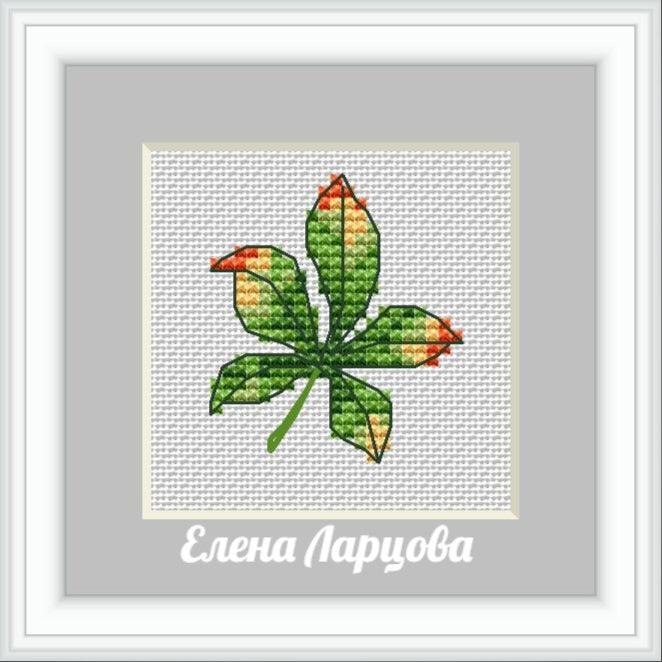 Chestnut or Weed Leaf - PDF Free Cross Stitch Pattern - Wizardi