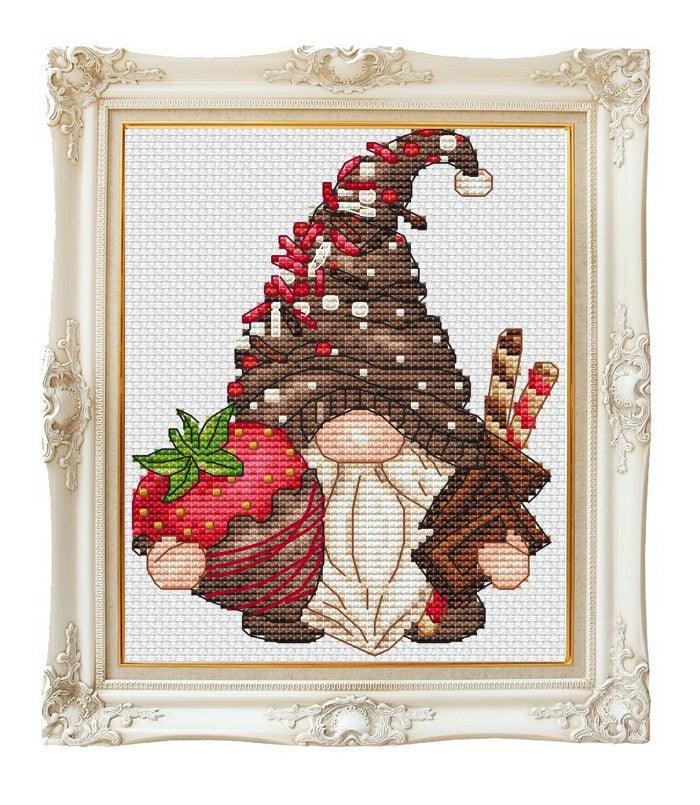 Chocolate Strawberry Gnome - PDF Cross Stitch Pattern - Wizardi