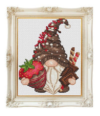 Chocolate Strawberry Gnome - PDF Cross Stitch Pattern - Wizardi