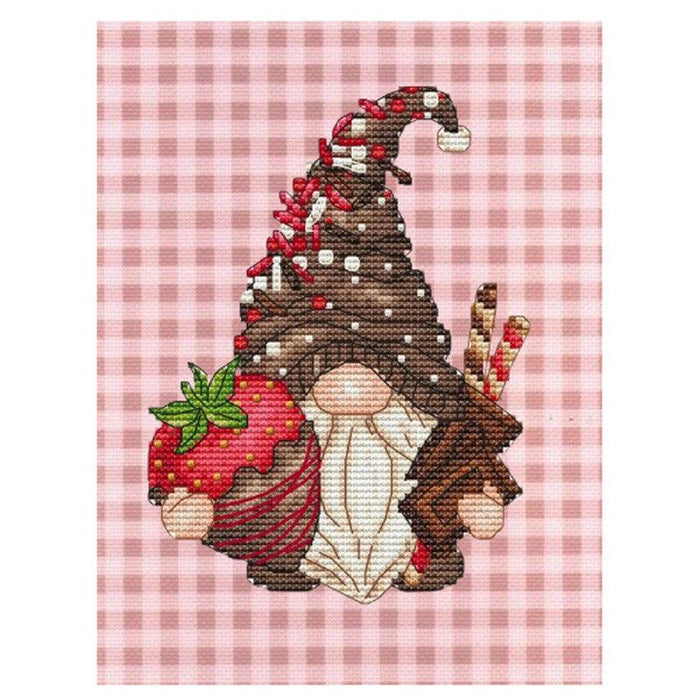 Chocolate Strawberry Gnome - PDF Cross Stitch Pattern - Wizardi