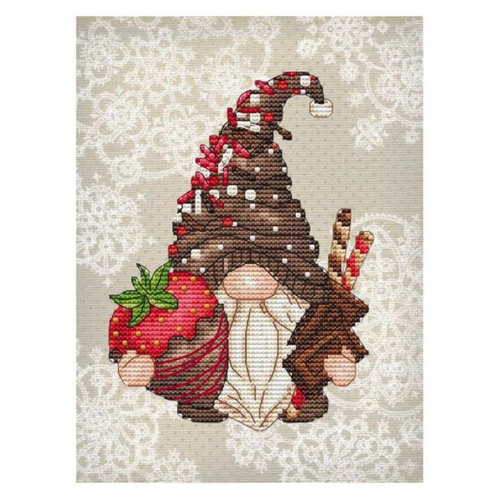 Chocolate Strawberry Gnome - PDF Cross Stitch Pattern - Wizardi