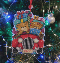 Christmas Car Plastic Canvas - PDF Cross Stitch Pattern - Wizardi