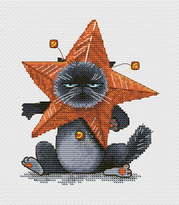 Christmas cat - PDF Cross Stitch Pattern - Wizardi