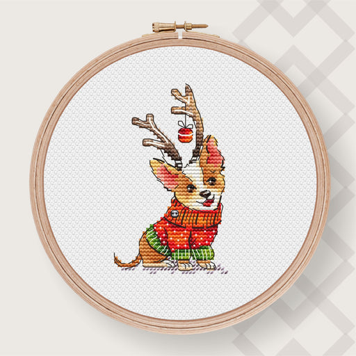 Christmas Corgy- PDF Counted Cross Stitch Pattern - Wizardi