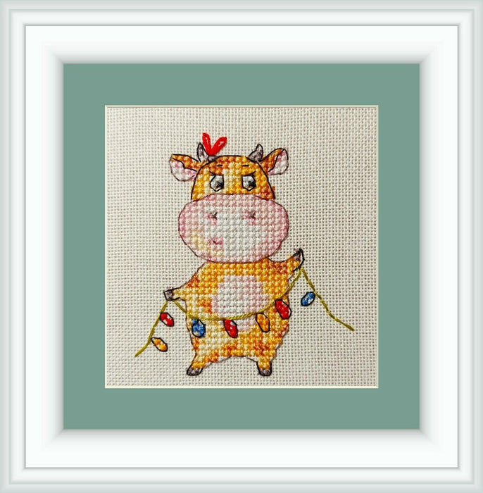 Christmas Cow Counted Cross Stitch Pattern - Free for Subscribers - Wizardi