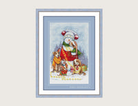 Christmas Cross stitch pattern PDF for instant download Digital counted cross stitch chart DMC Cross stitch design, Snowman, Dog, Animal - Wizardi