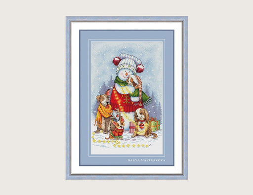 Christmas Cross stitch pattern PDF for instant download Digital counted cross stitch chart DMC Cross stitch design, Snowman, Dog, Animal - Wizardi