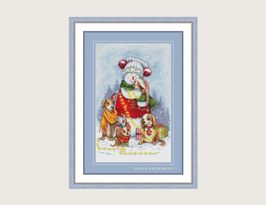 Christmas Cross stitch pattern PDF for instant download Digital counted cross stitch chart DMC Cross stitch design, Snowman, Dog, Animal - Wizardi