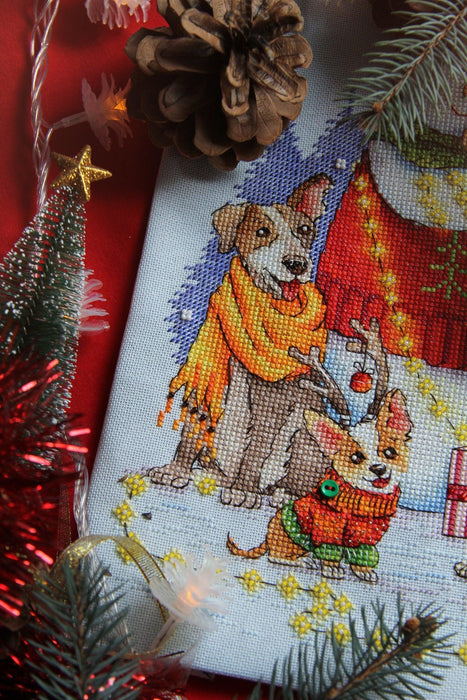 Christmas Cross stitch pattern PDF for instant download Digital counted cross stitch chart DMC Cross stitch design, Snowman, Dog, Animal - Wizardi