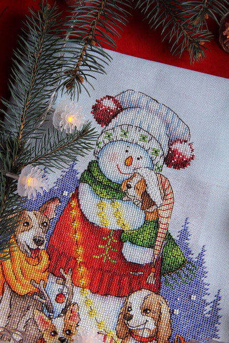 Christmas Cross stitch pattern PDF for instant download Digital counted cross stitch chart DMC Cross stitch design, Snowman, Dog, Animal - Wizardi