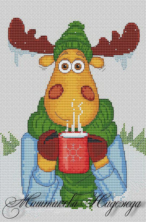 Christmas Deer - PDF Free Cross Stitch Pattern - Wizardi