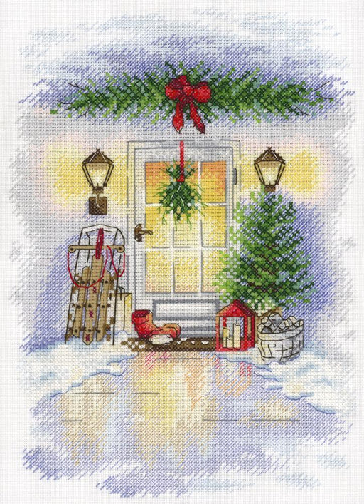 Christmas Door Cross Stitch Kit A-018 / SA-018 - Wizardi