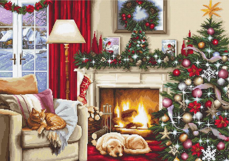 Christmas interior B591L Counted Cross-Stitch Kit - Wizardi