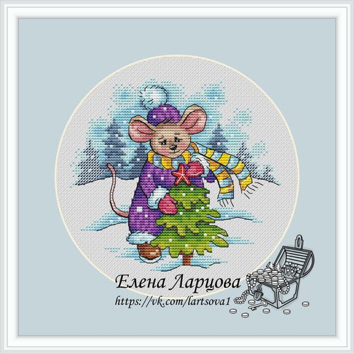 Christmas Mouse - PDF Cross Stitch Pattern - Wizardi