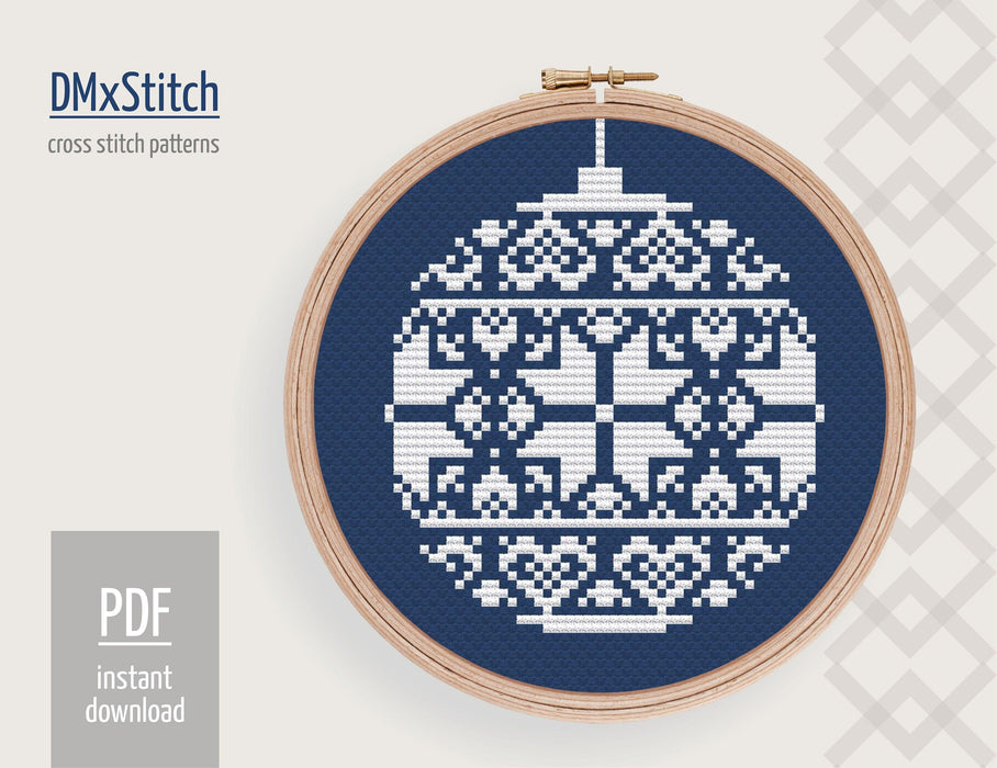 Christmas ornament ball Cross stitch pattern Folk Cross Stitch pdf Modern cross stitch pattern Scandinavia cross stitch Counted cross stitch - Wizardi