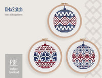 Christmas ornament ball Free Cross stitch pattern Folk Cross Stitch pdf Modern cross stitch pattern Scandinavia cross stitch Counted cross stitch - Wizardi