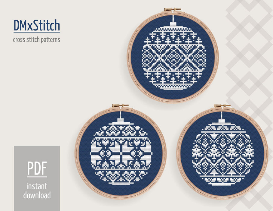 Christmas ornament ball Free Cross stitch pattern Folk Cross Stitch pdf Modern cross stitch pattern Winter cross stitch Counted cross stitch - Wizardi