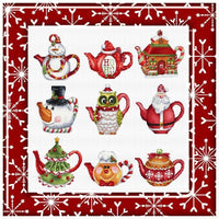 Christmas teapots - PDF Cross Stitch Pattern - Wizardi
