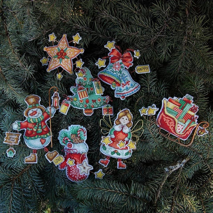 Christmas tree toy cross-stitch kit T-01C Set of pictures "Christmas toys" - Wizardi