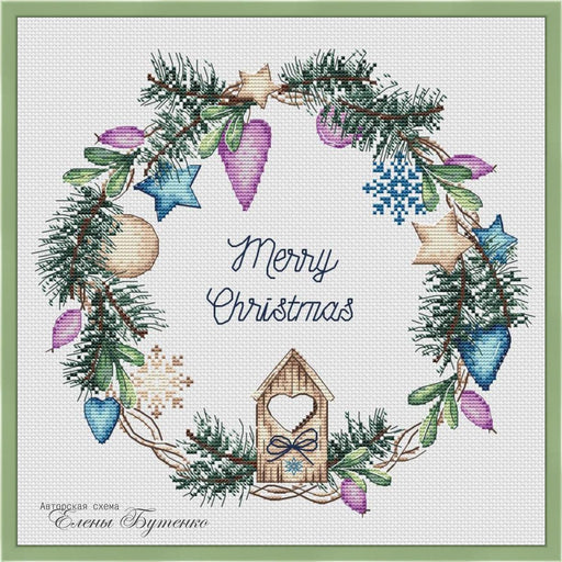 Christmas Wreath - PDF Cross Stitch Pattern - Wizardi