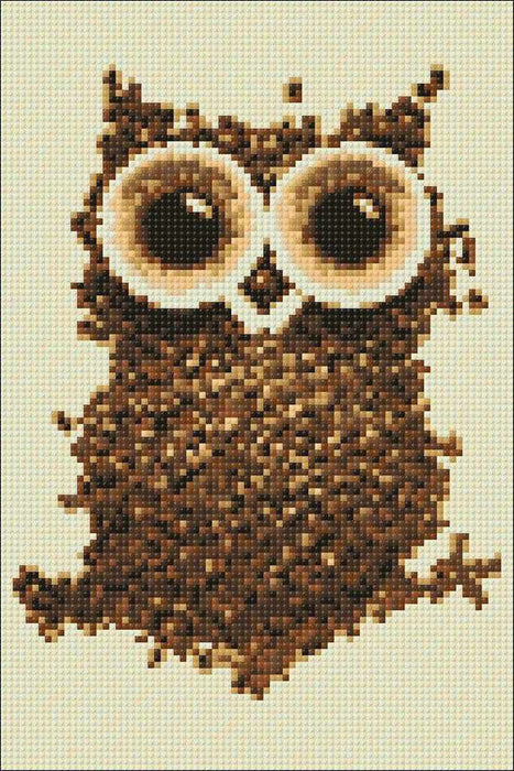 Coffee Owl WD242 7.9 x 11.8 inches Wizardi Diamond Painting Kit - Wizardi