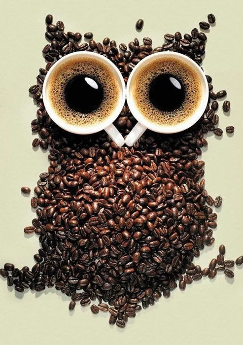 Coffee Owl WD242 7.9 x 11.8 inches Wizardi Diamond Painting Kit - Wizardi