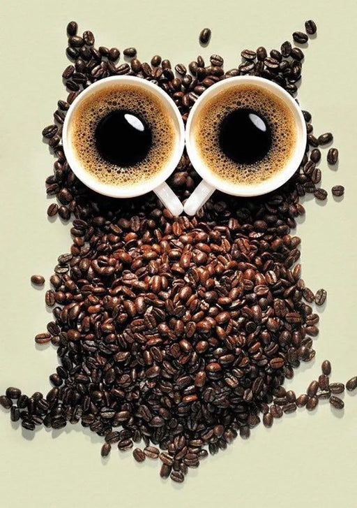 Coffee Owl WD242 7.9 x 11.8 inches Wizardi Diamond Painting Kit - Wizardi