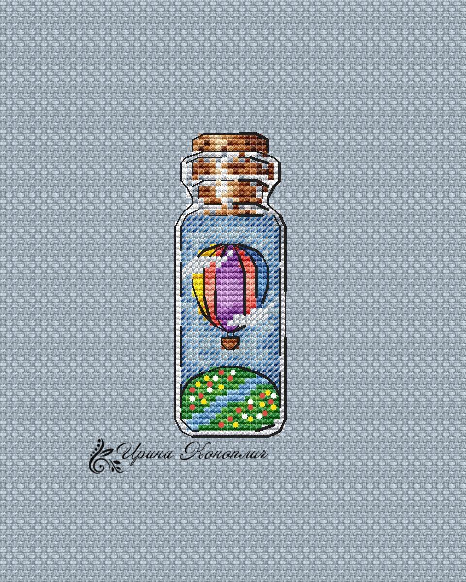 Colorful Balloon Bottle on Plastic Canvas - PDF Counted Cross Stitch Pattern - Wizardi