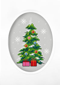 Complete counted cross stitch kit - greetings card "Christmas tree" 6284 - Wizardi