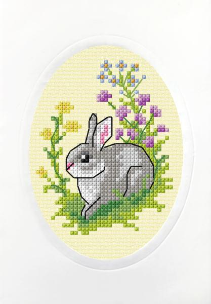 Complete counted cross stitch kit - greetings card "Easter Bunny" 6291 - Wizardi