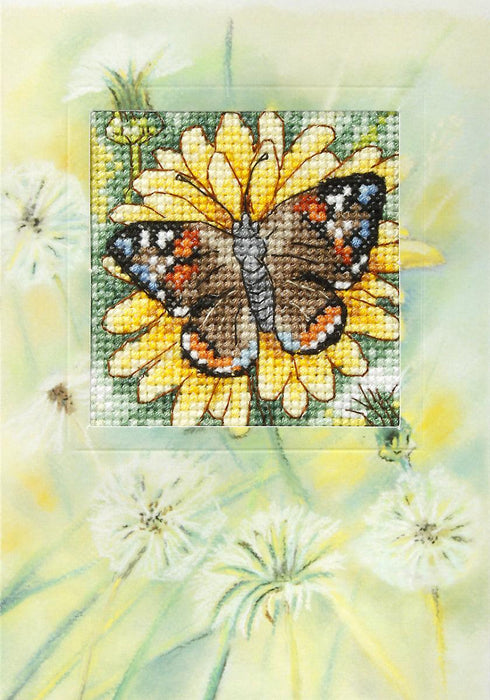 Complete counted cross stitch kit - greetings card "Flower and butterfly" 6226 - Wizardi