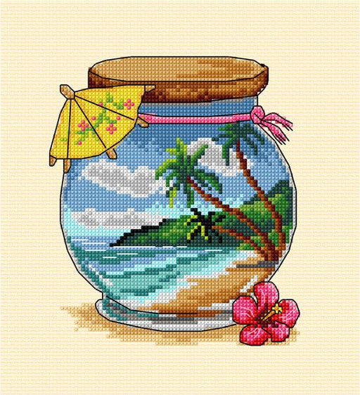 Complete counted cross stitch kit "Vacation memories - Tropicla Sea" - Wizardi