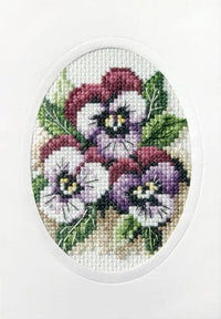 Complete cross stitch kit - greetings card "Pansies" 6161 - Wizardi