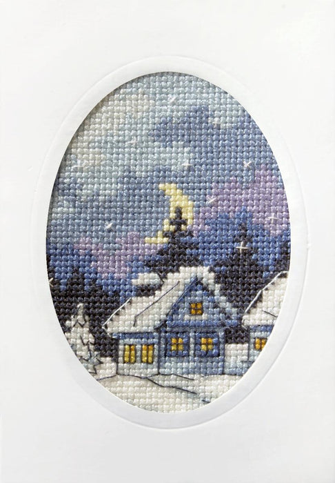 Complete cross stitch kit - greetings card "Winter night" 6152 - Wizardi