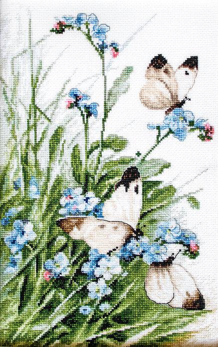 Counted Cross Stitch Kit Butterflies and bluebird flowers Leti939 - Wizardi