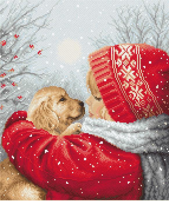 Counted Cross Stitch Kit Christmas hugs L8019 - Wizardi