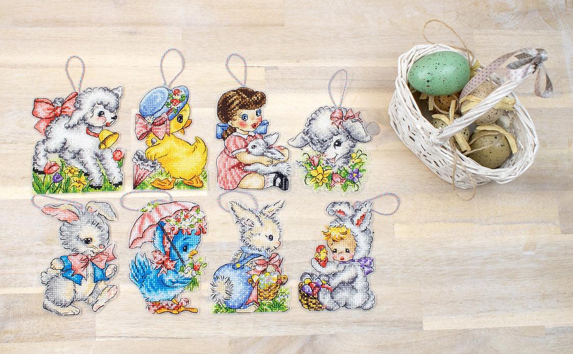 Counted Cross Stitch Kit Easter Ornaments kit of 8 pcs L8032 - Wizardi