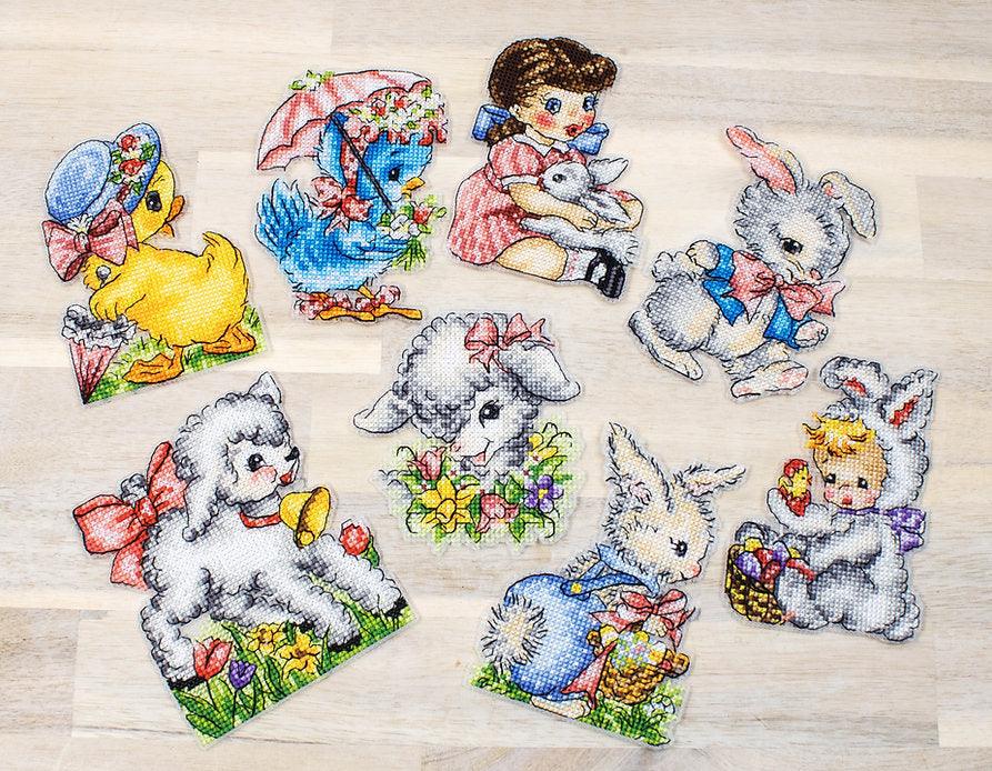 Counted Cross Stitch Kit Easter Ornaments kit of 8 pcs L8032 - Wizardi