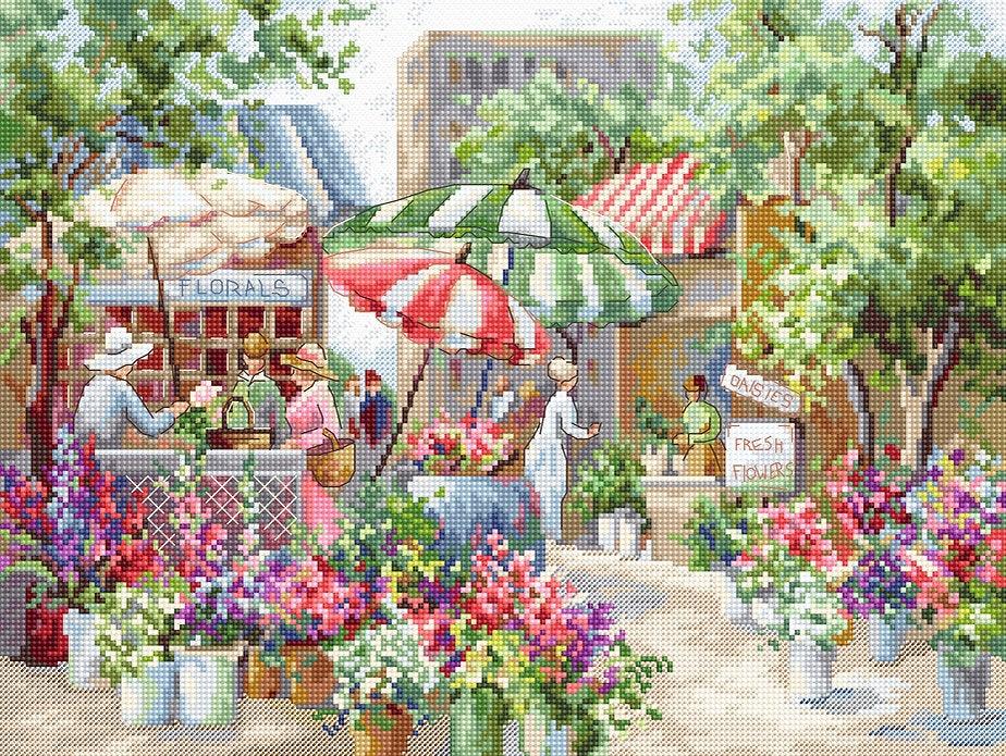 Counted Cross Stitch Kit Flower Market Leti978 - Wizardi